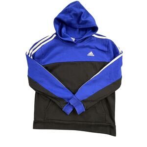 Adidas Sweatshirt Youth Large Fleece Hoodie Color Block 3 Striped Long Sleeve